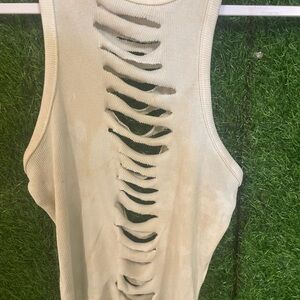 Cream Sleeveless Cutout Top